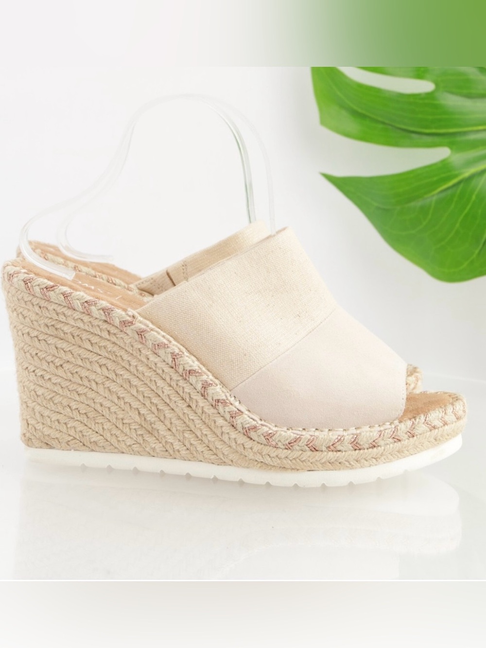 TOMS Women's Monica Wedge Mule Sandals Espadrille Platform Slip-On Comfort Sz 8